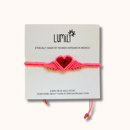 Macrame Woven Heart Wings Pull String Bracelet - Mexico