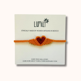 Macrame Woven Heart Wings Pull String Bracelet - Mexico