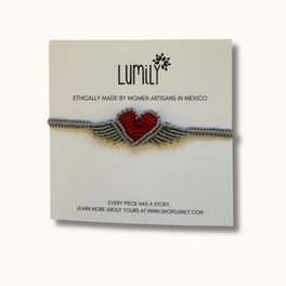Macrame Woven Heart Wings Pull String Bracelet - Mexico