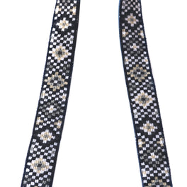 Mai Woven Bag Strap - Black & White with Leather