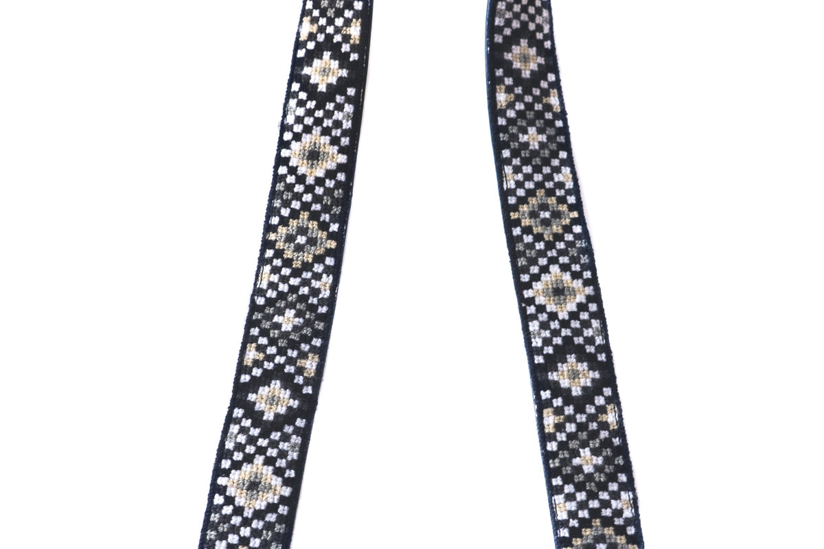 Mai Woven Bag Strap - Black & White with Leather