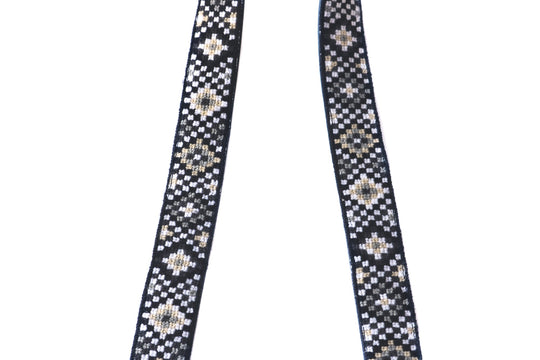 Mai Woven Bag Strap - Black & White with Leather