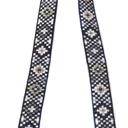 Mai Woven Bag Strap - Black & White with Leather