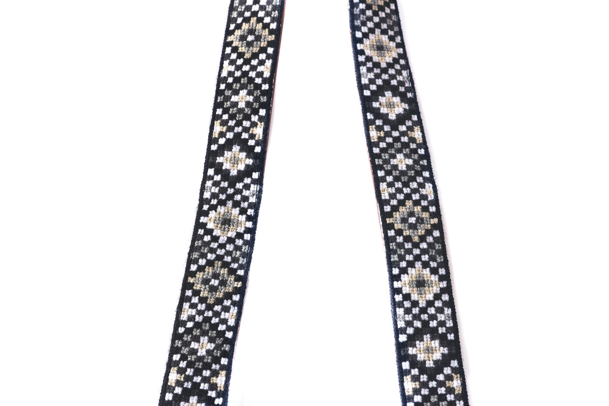 Mai Woven Bag Strap - Black & White with Leather