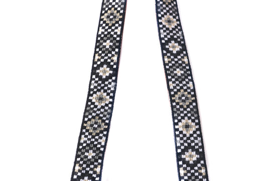 Mai Woven Bag Strap - Black & White with Leather
