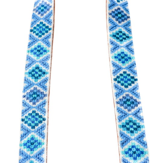 Mai Woven Bag Strap - Blue with Leather