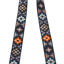 Mai Woven Bag Strap - Brown & Orange with Black Leather