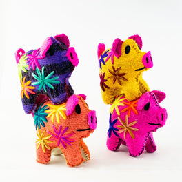 Rosie the Pig: Repurposed Wool Boho Decor - Mexico