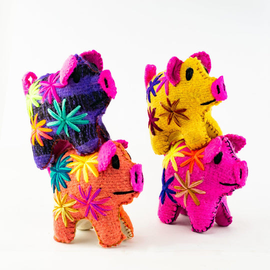 Rosie the Pig: Repurposed Wool Boho Decor - Mexico