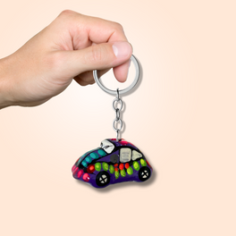 Hand-Painted Mexican Clay Car Keychain