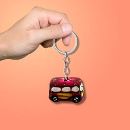 Hand-Painted Mexican Clay Car Keychain