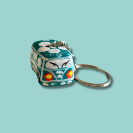 Hand-Painted Mexican Clay Car Keychain