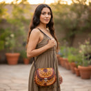 Cincelada Leather Crossbody | Hand Tooled Sunflower Purse