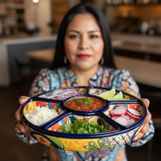 Talavera Appetizer Tray Set | Mexican Hand Painted Pottery