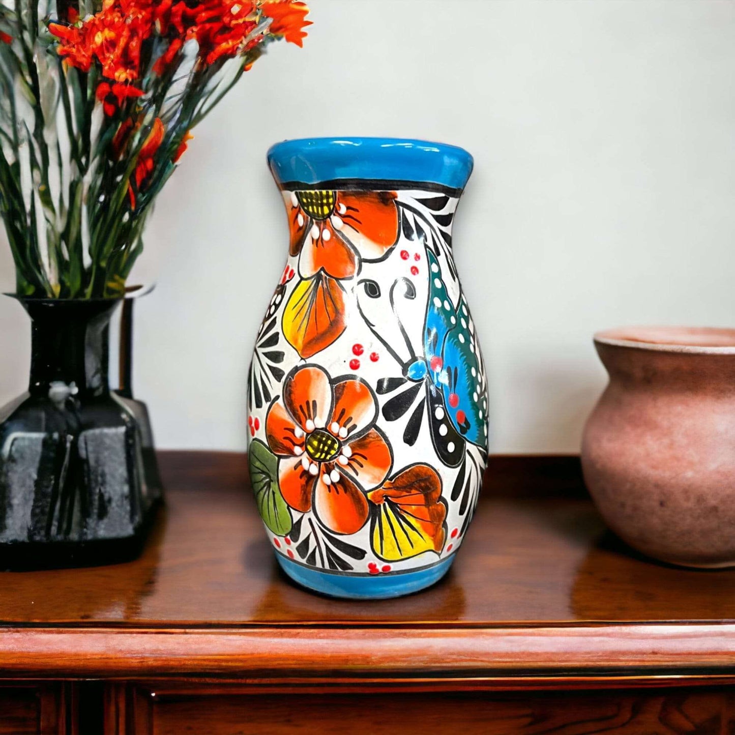 Colorful Hand-Painted Talavera Vase