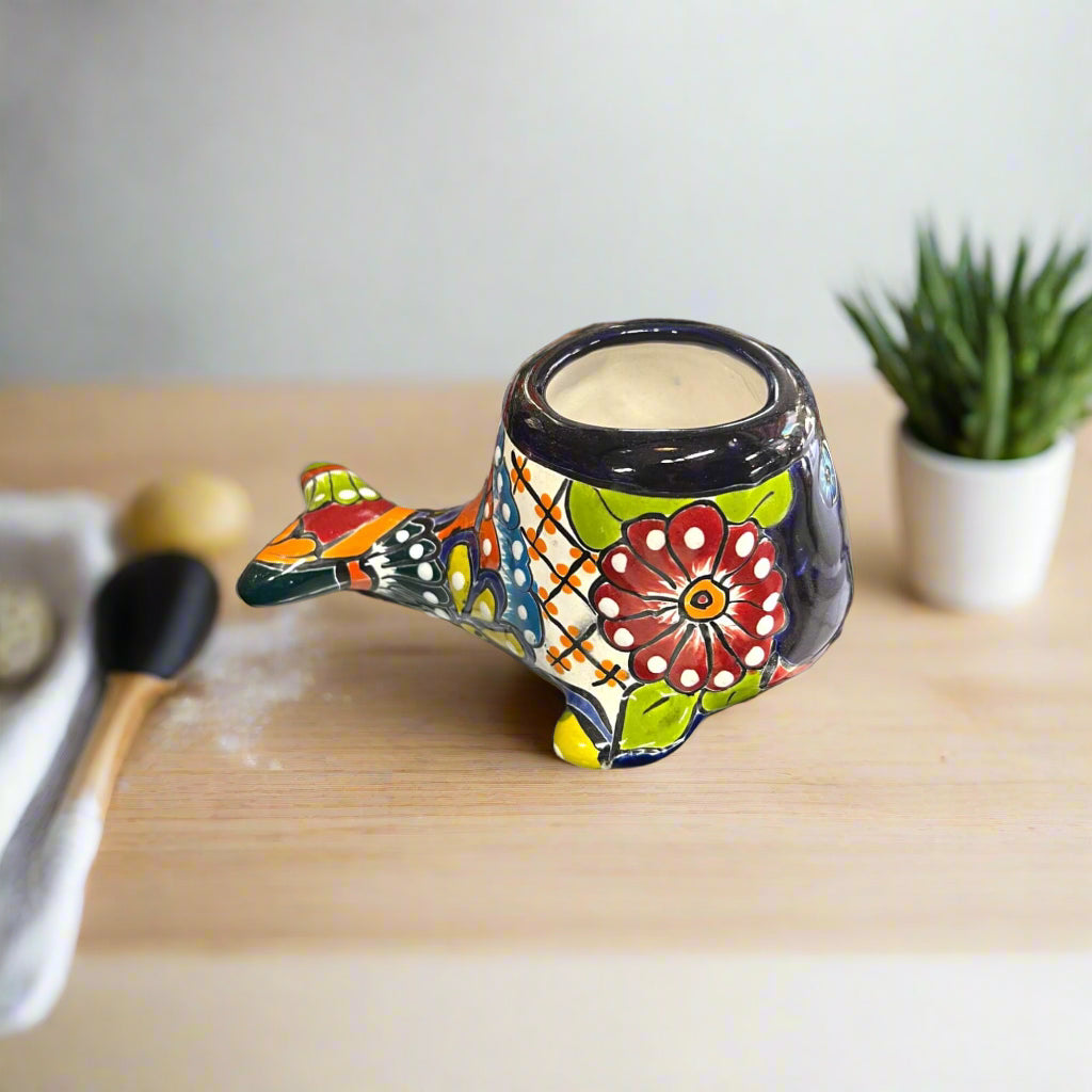 Colorful Talavera Whale Planter | Mexican Pottery