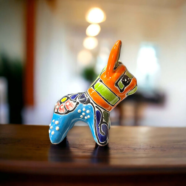 Colorful Talavera Donkey Figurine | Handcrafted