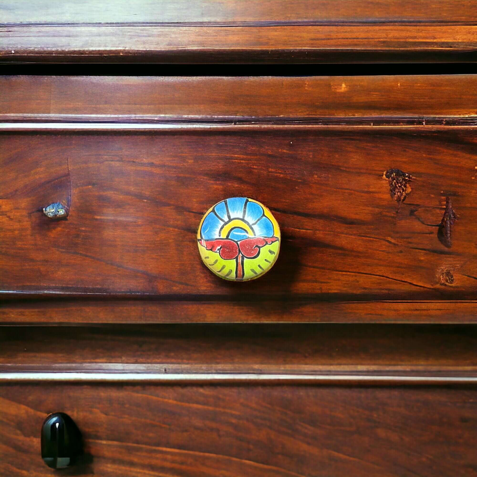 Colorful Talavera Drawer Pull - Handcrafted Charm