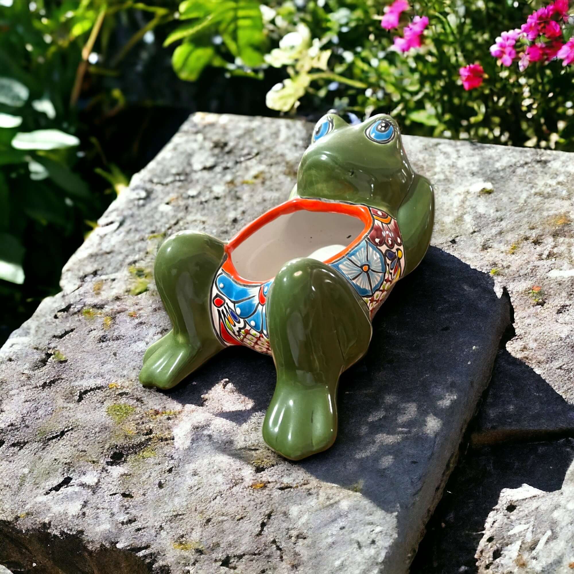 Colorful Talavera Frog Planters - Medium Size