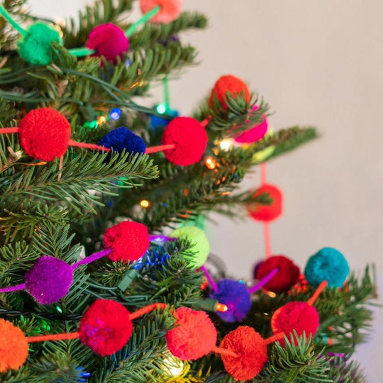 Hanging Garland Decor Boho Multicolor Pom Pom Strip - Mexico