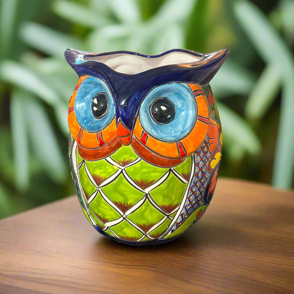 Extra Large Talavera Owl Planter | Hand-Painted