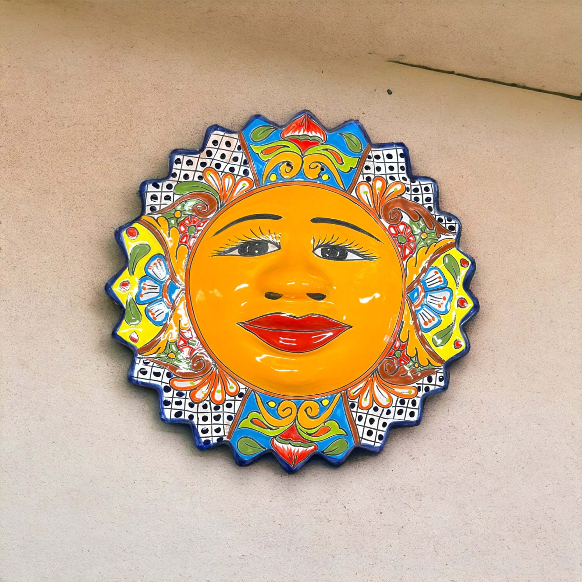 Extra Large Talavera Sun Wall Art | Mexican Decor