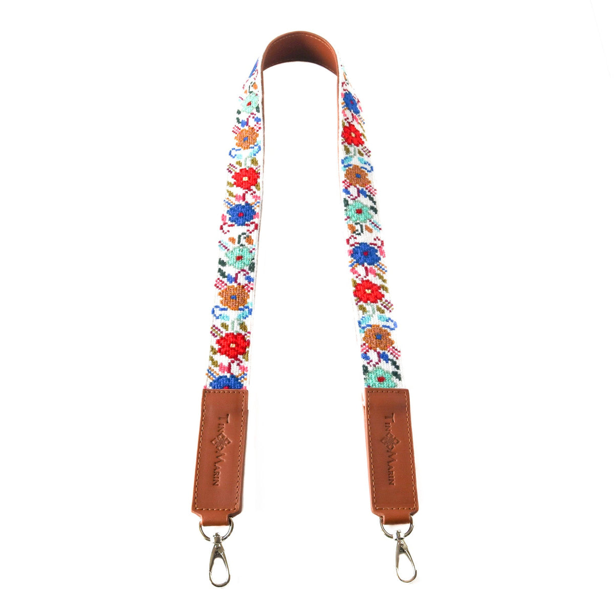 Mai Woven Bag Strap - Flowers with Leather