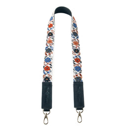 Mai Woven Bag Strap - Flowers with Leather