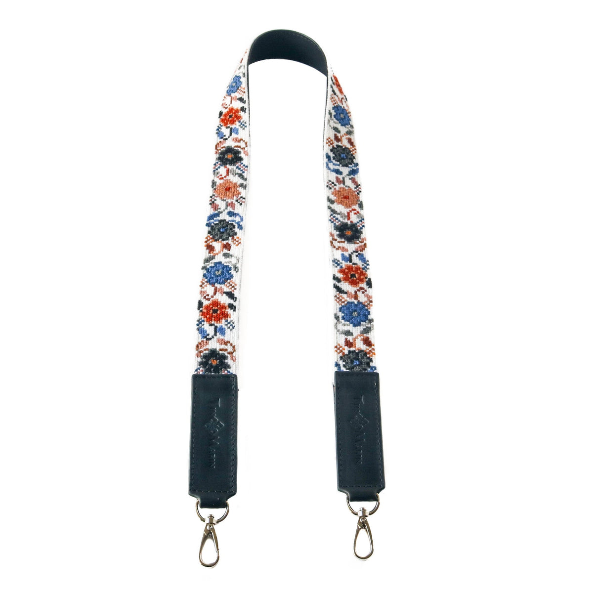 Mai Woven Bag Strap - Flowers with Leather