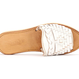 Huarache Peep-Toe Slides White