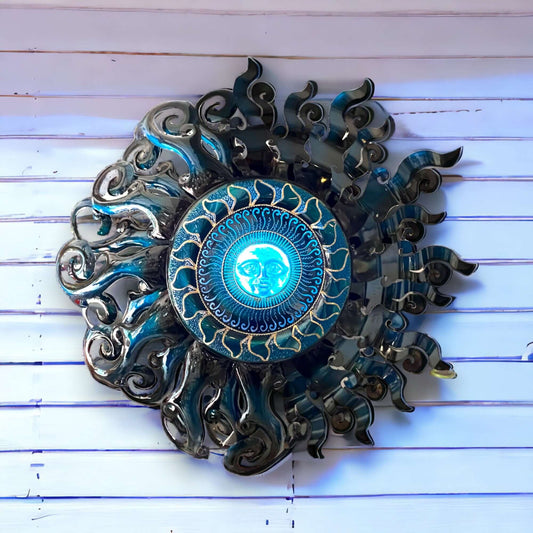 Handmade Mexican Sun Wall Art - 5ft Metal Decor