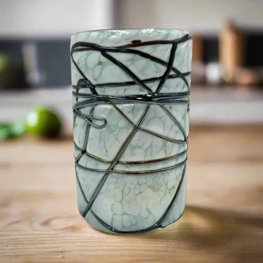 Hand-Blown Mexican Glass | White & Brown Design