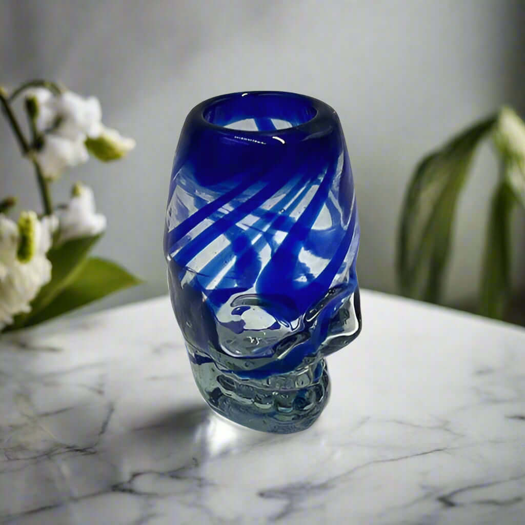 Mexican Shot Glass - Blue Swirl Skull