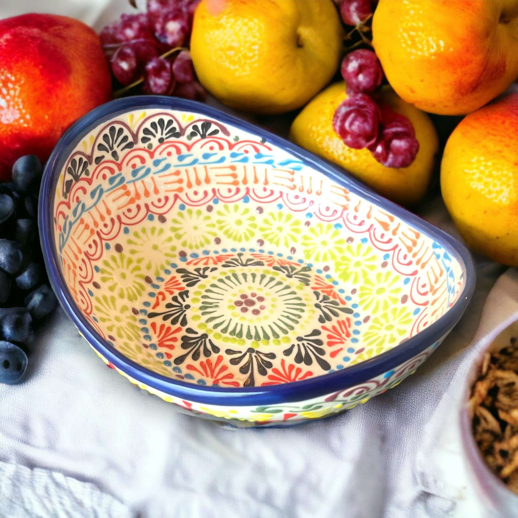 Hand-Painted Talavera Basket | Mexican Pottery