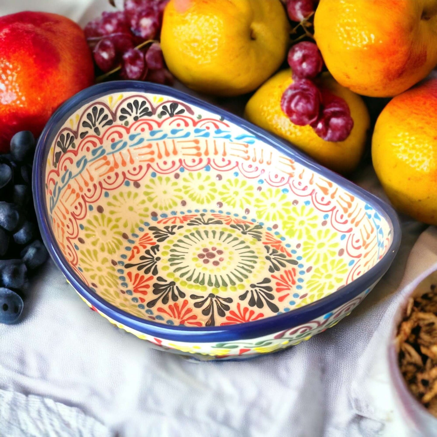 Hand-Painted Talavera Basket | Mexican Pottery