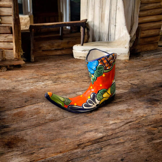Hand-Painted Mexican Boot Planter