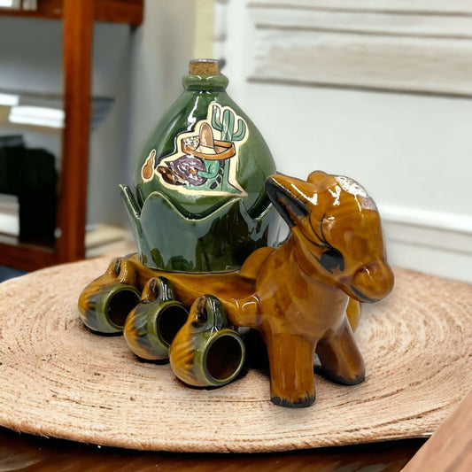 Handmade Mexican Donkey Tequila Set | Burro Decanter