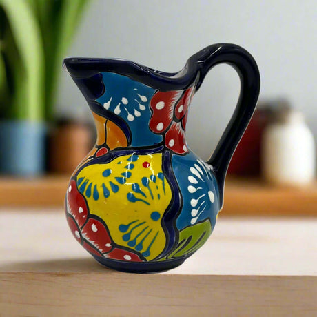 Handmade Talavera Creamer Pitcher | Authentic Mexican Pottery - colorful hand-painted Talavera creamer from Guanajuato