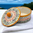 Handmade Talavera Tortilla Warmer | Authentic Puebla Mexican Pottery hand-painted floral tortilla warmer with lid, lead-free glaze, Guanajuato craftsmanship