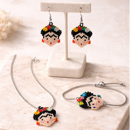 Frida Kahlo Seed Bead Necklace - Mexico