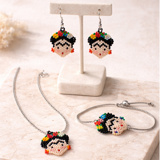 Frida Kahlo Seed Bead Necklace - Mexico