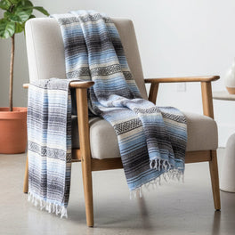 Light Blue Mexican Falsa Blanket