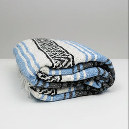 Light Blue Mexican Falsa Blanket