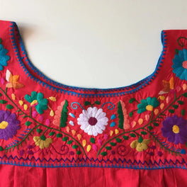 Maxi Isidra, Folk Dress with Embroidered Flowers