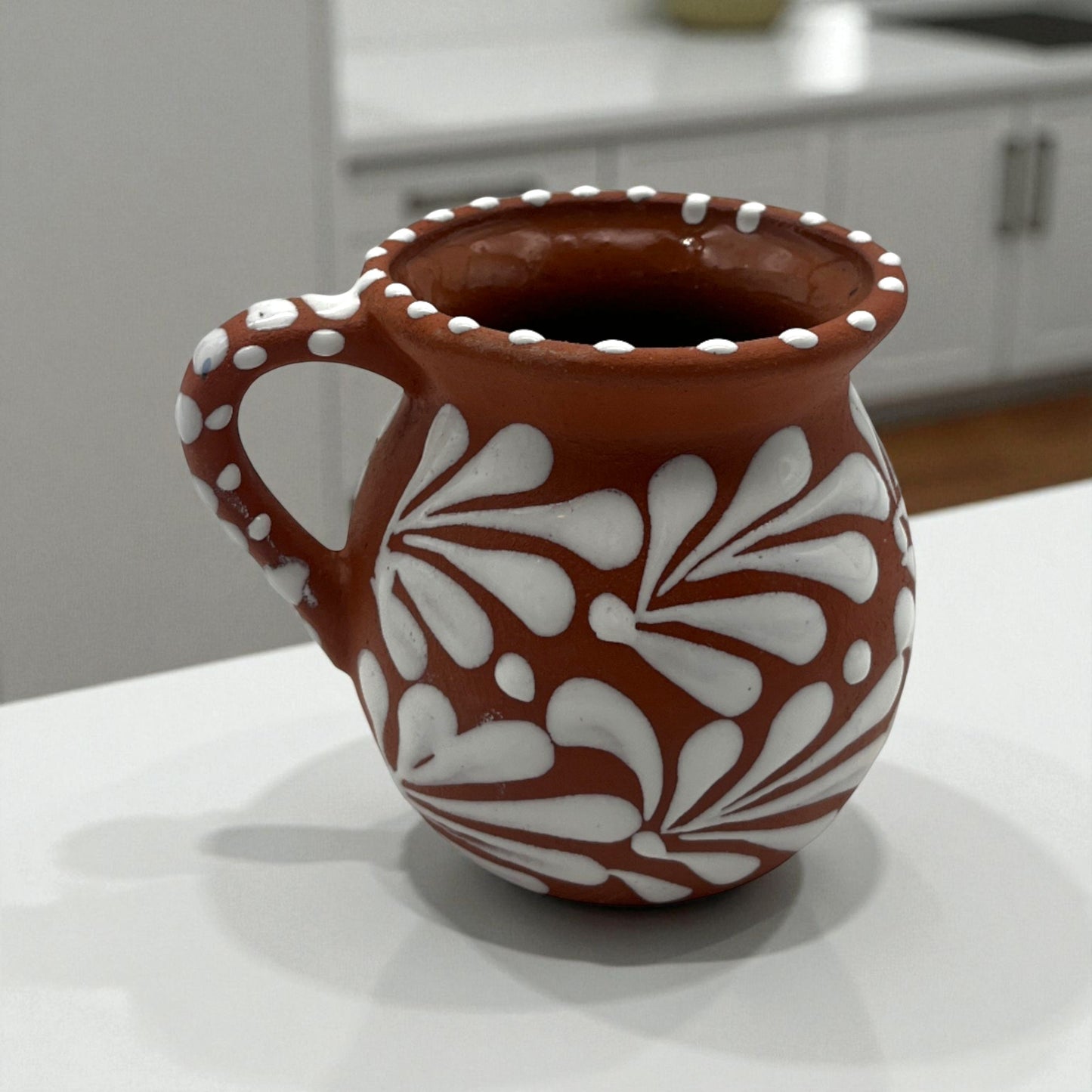 Terracotta Jarrito Mug | Handmade Mexican Relief Pottery Cup