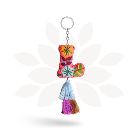 Alphabet Letter Embroidered Boho Keychain | Bag Charm - Mexico