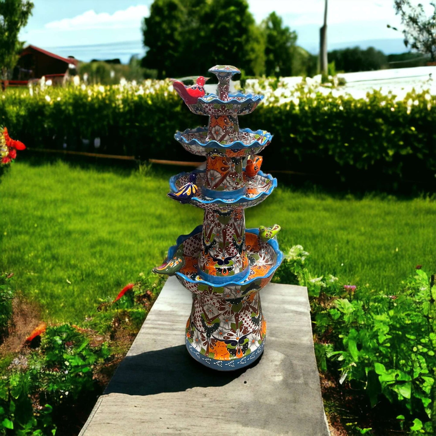Large Talavera Fountain | Handmade Mexican Artwork (4 Feet Tall)
