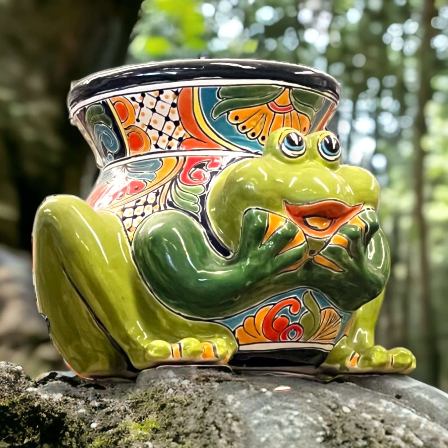 Large Talavera Frog Planter | Hand-Painted Pottery