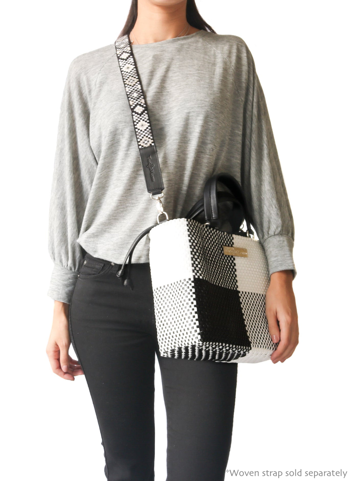 Lucy Medium Woven Crossbody Drawstring Bag