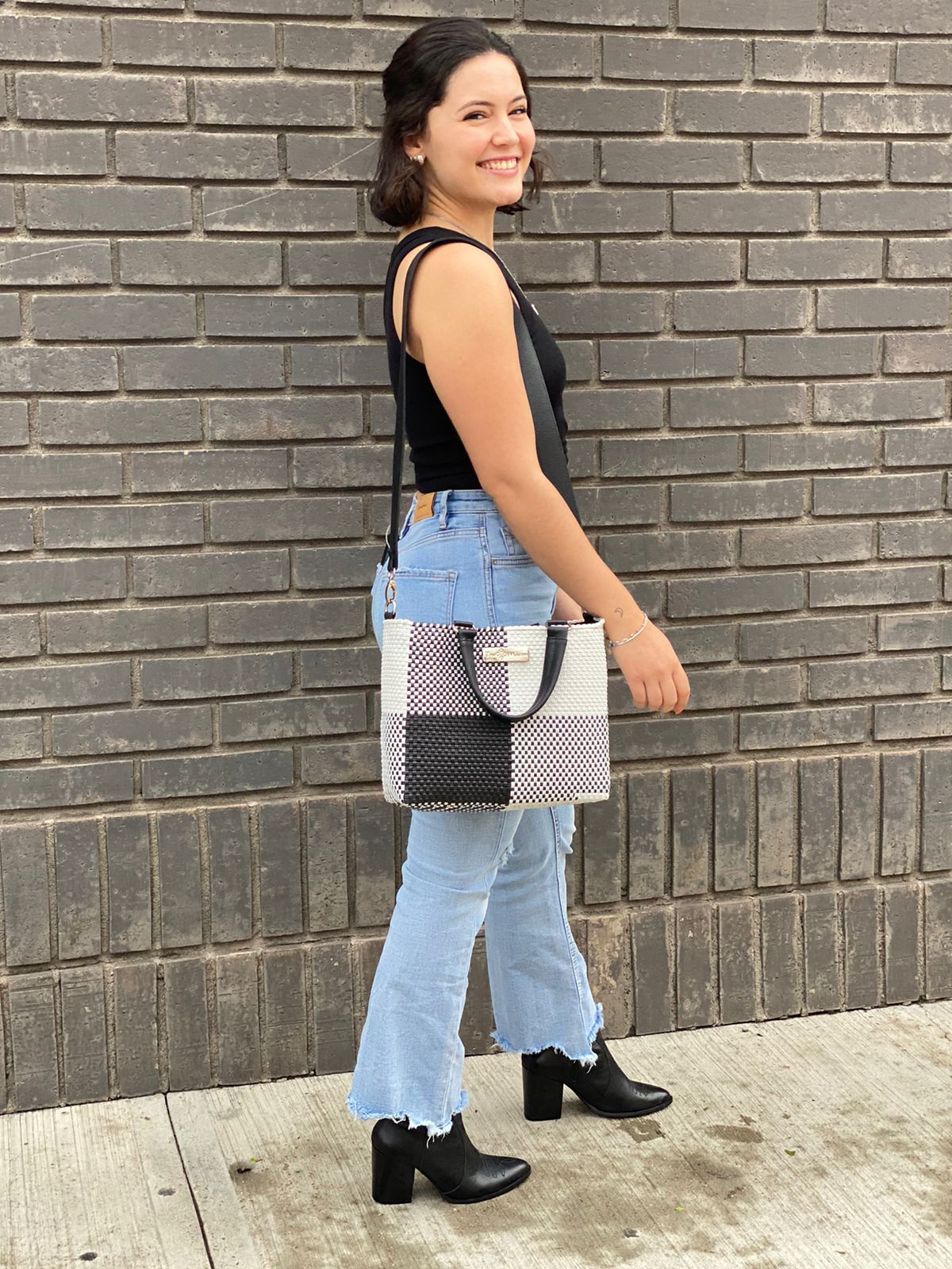 Lucy Medium Woven Crossbody Drawstring Bag